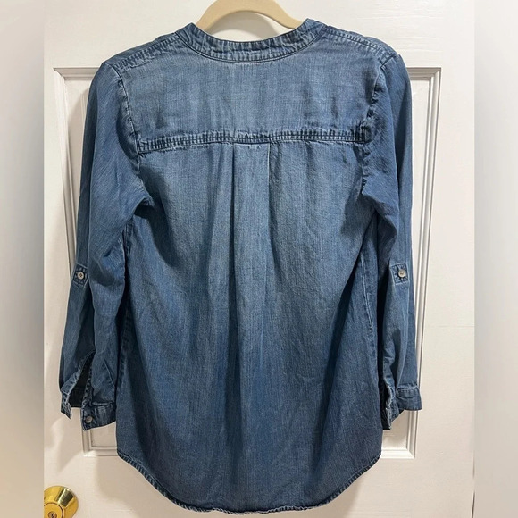Sidestitch blouse petite xxs denim chambray in excellent like new condition - Picture 3 of 4